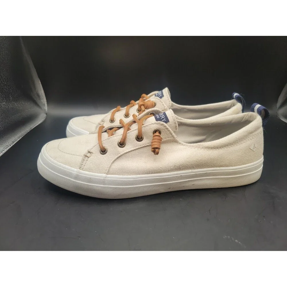 Sperry Top Sider Crest Vibe Womens Oat Beige Tan Boat Slip On Shoes Size 8.5